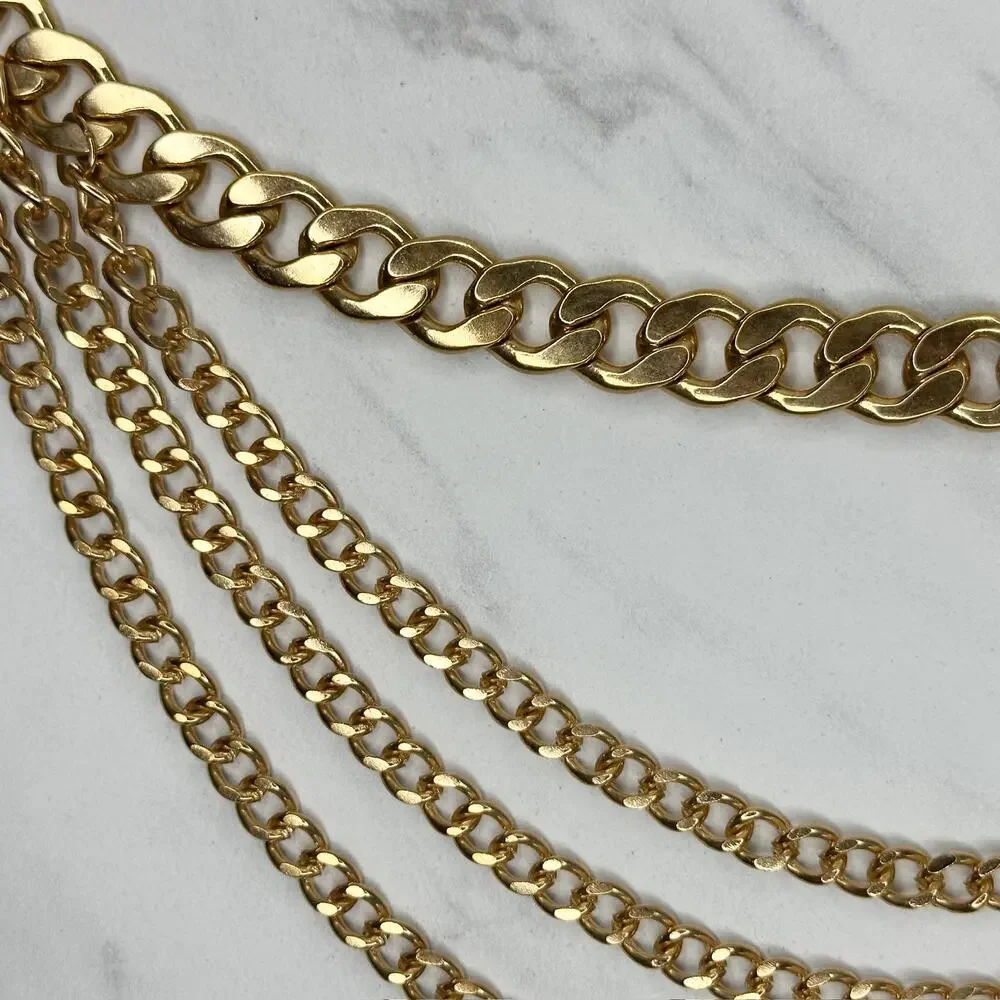 Draped Gold Curb Chain Belt Multi Strand OS ✨